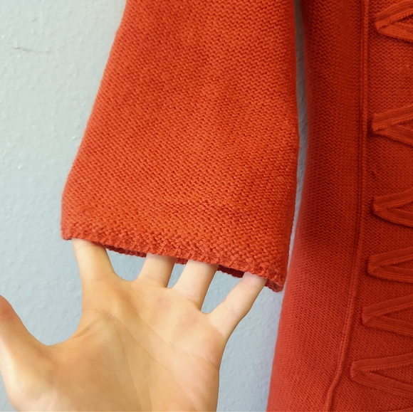 Charlie & Robin Orange Knit Cardigan Wool Sweater - Picture 2 of 8
